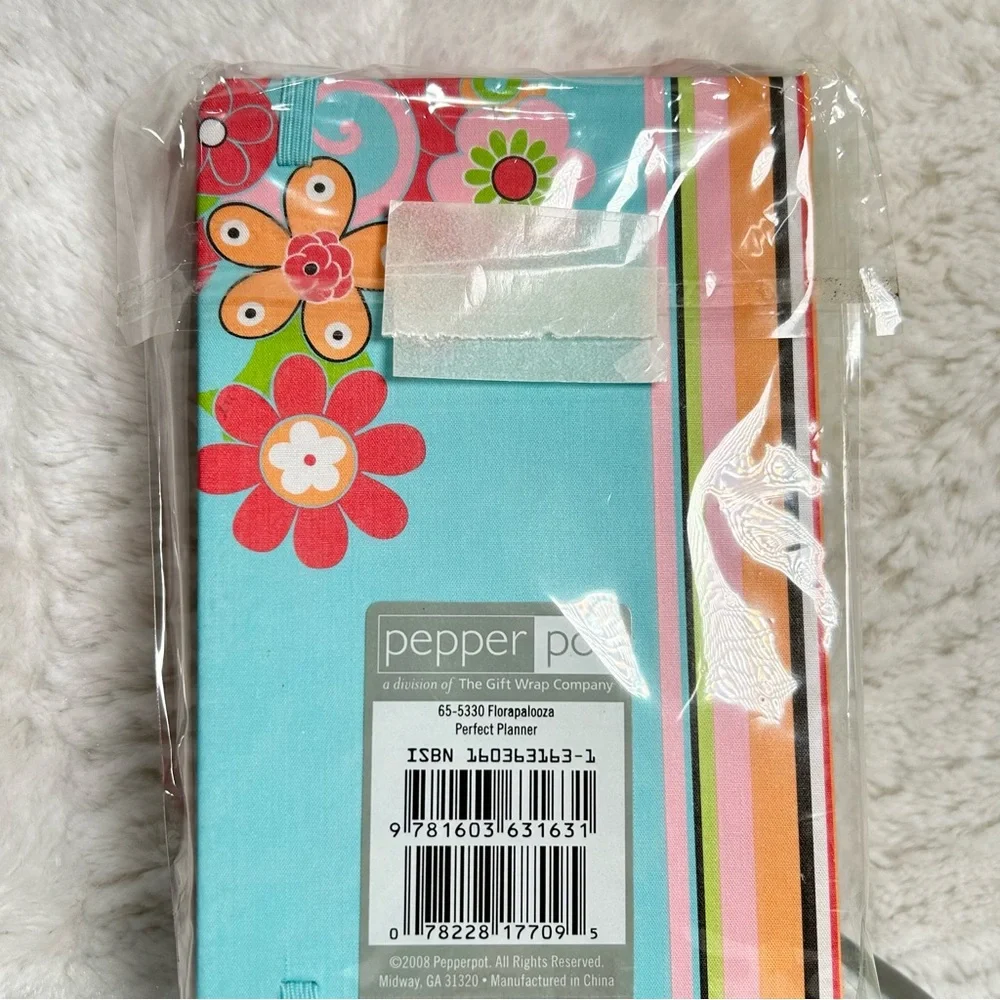 Pepper Pot Perfect Planner Notepad Pockets Pencil Floral Stripes Design Red NEW